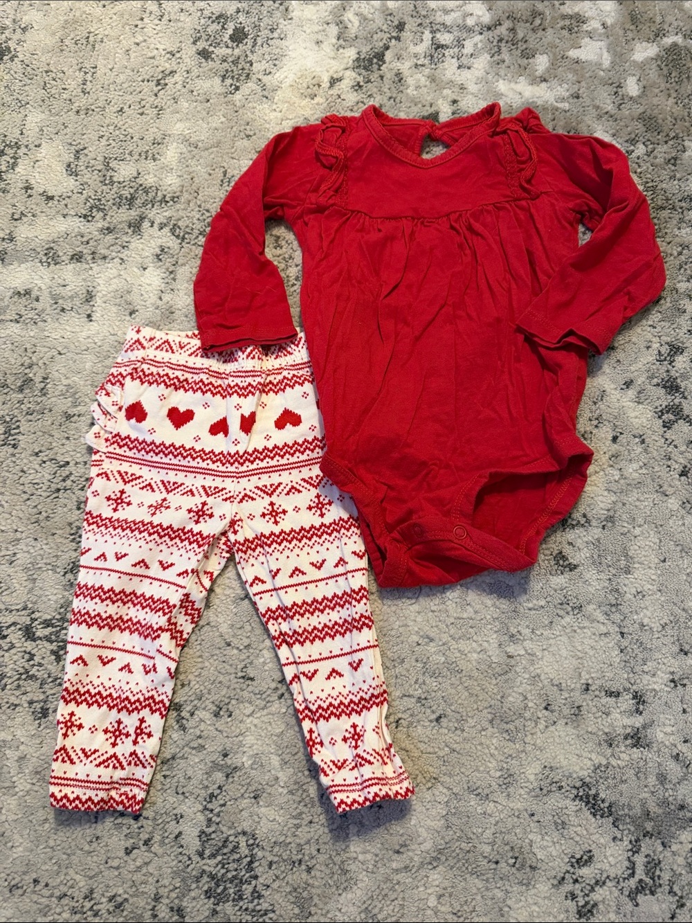 Carter's Red Bodysuit with White and Red Patterned Leggings